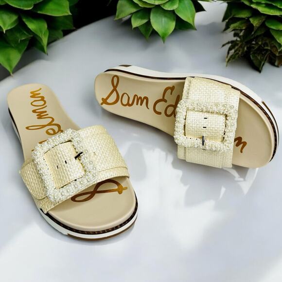 NIB Sam Edelman Ariane Beaded Slip-On Slide Platform Sandal l FITS SIZE 7 - Picture 1 of 13